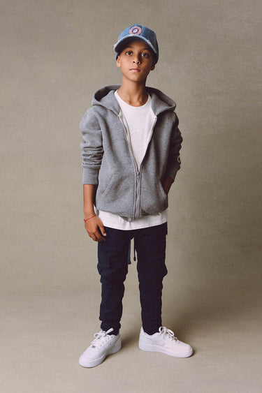 KID F ICONIC ZIP DARK MARL