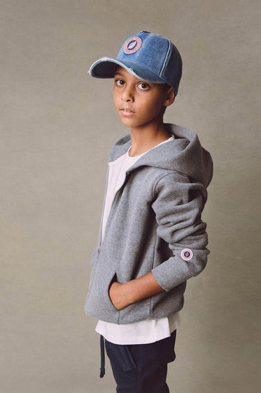 KID F ICONIC ZIP DARK MARL