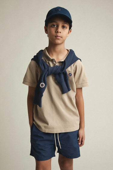 KID FADED POLO WHITE PEPPER